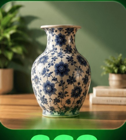 Blue and white ceramic vase